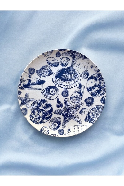 unique florya Διακοσμητικό πιάτο τοίχου με μοτίβο από κοχύλια Blue Blanc, για...