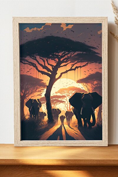 Luna Marissa Καλλιτεχνική αφίσα ελεφαντιών - Ψηφιακή αφίσα τέχνης από χοντρό ...