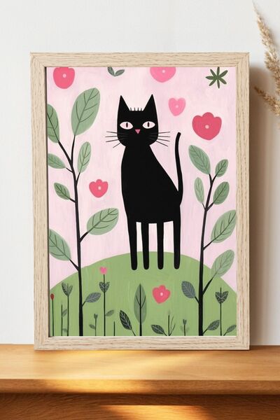 Luna Marissa Αφίσα με φύλλα γάτας - Αφίσα τοίχου από γυαλιστερό χαρτί χωρίς π...