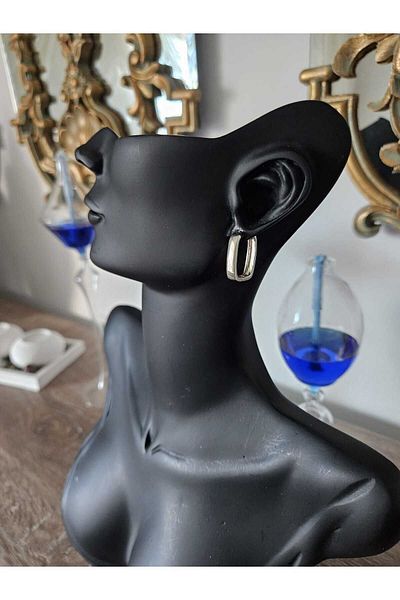 misstakıjewerly STEEL SILVER COLOR RECTANGULAR EARRING