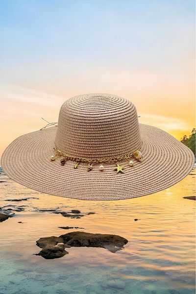 Mood Agenda Women's Summer Straw Hat with Starfish Large Brim