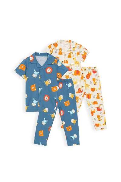 LC Waikiki Polo Yaka Baskılı Erkek Bebek 2'li Pijama Takımı