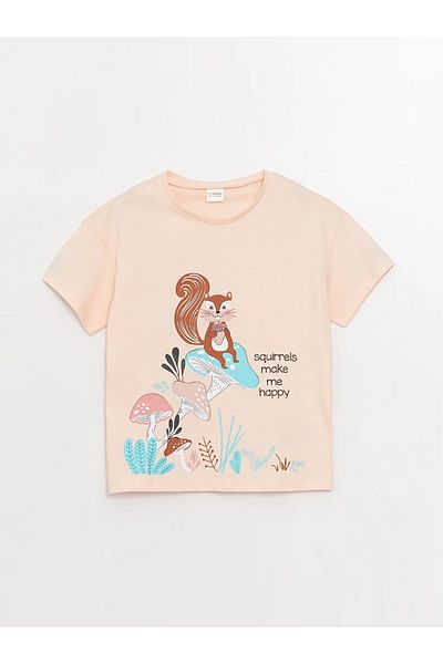 LC Waikiki LCW Kids Girl - Crew Neck Printed Short Sleeve Pajamas Set / S3DE85Z4