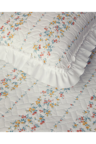 English Home Bloomy Stripe Çift Kişilik Yatak Örtüsü Takımı Turuncu