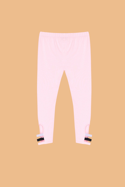 TRENDYOLKIDS Pink Girl Basic Side Stripe Detailed Knitted Leggings Tkdss24Ta00002
