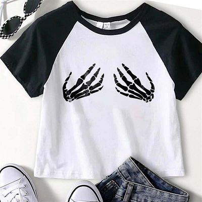 Touz Moda dompuleri fashion We Wear Pink Printed Pink Raglan Sleeve Λευκό Crop