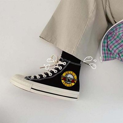 Touz Moda Guns N' Roses Printed - Μαύρα παπούτσια από καμβά