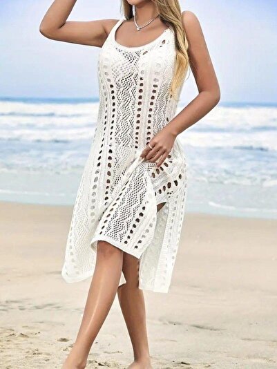 twomeey Tricotaj cu bretele cu modele Midiboy Pareo - Rochie de plajă cu deta...