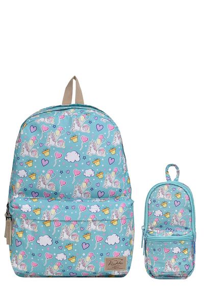ELATAE Girl's 2-Piece School Set Primary School Bag and Pen Holder