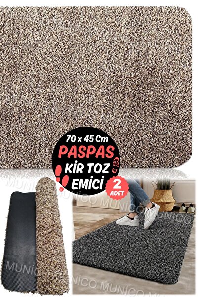 Munico 2 Adet Lateks Kaymaz Taban Yıkanabilir Çamur Kir Temizleyici Paspas Çamaşır Makinesinde Yıkanabilir