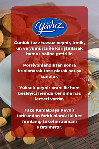 Yavuz Süt Mamülleri Favori 3'lü Çift Fırınlanmış Kuru Büyük Peynirli Tescilli Kemalpaşa Tatlısı Avantaj Seti 3 x 150gr