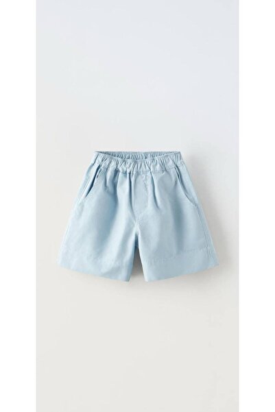 Çipil Mavi Cepli Şort