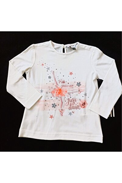 Pamina Kız Çocuk Şık Pul Işli Balerin Kız Ekru Renk Bluz