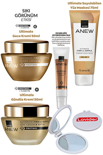 AVON Anew Ultimate 40-55 Yaş Set; Gündüz + Gece Kremi + Göz Çevresi Kremi + Yüz Maskesi + Lovider Ayna
