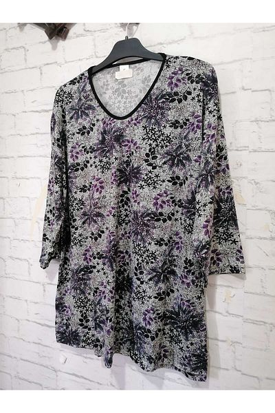 anne moda ankara Καλοκαιρινό Μεγάλο Μέγεθος Βισκόζη Μπλουζάκι - Κάπρι Μανίκια