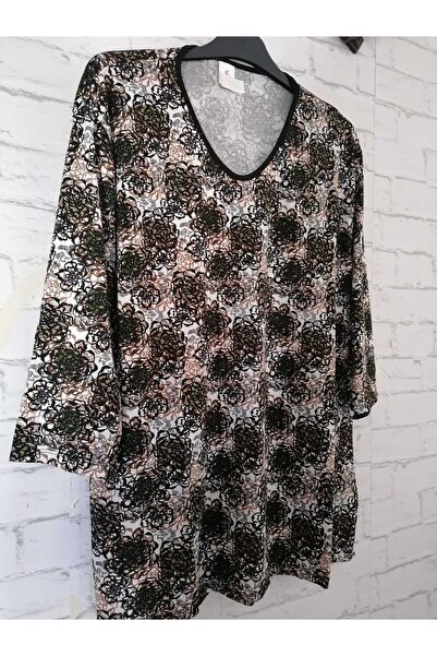 anne moda ankara Καλοκαιρινό Μεγάλο Μέγεθος Βισκόζη Μπλουζάκι - Κάπρι Μανίκια