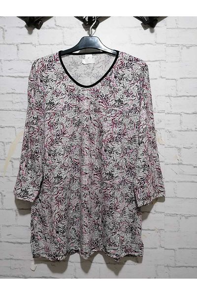 anne moda ankara Καλοκαιρινό Μεγάλο Μέγεθος Βισκόζη Μπλουζάκι - Κάπρι Μανίκια