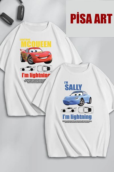 Pisa Art Μπλουζάκι McQueen and Sally Printed Unisex Lightning Oversize - Σετ 2 Combo Lover