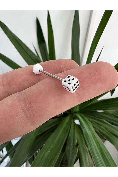 Karınca Piercing Black or White Dice Tongue Piercing - Ant Piercing