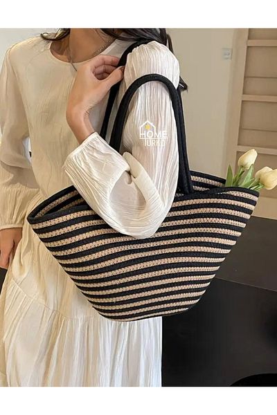 HomeTurko Geantă decorativă din iută în stil boem pentru femei - Geantă cu curea cu design special