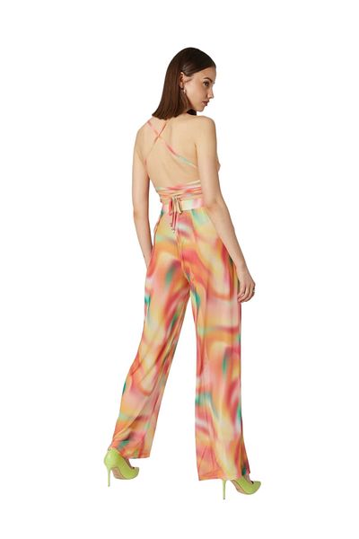 MAMAYAGA Women's Multi-colored See-through Patterned Tulle Summer Pareo Pants