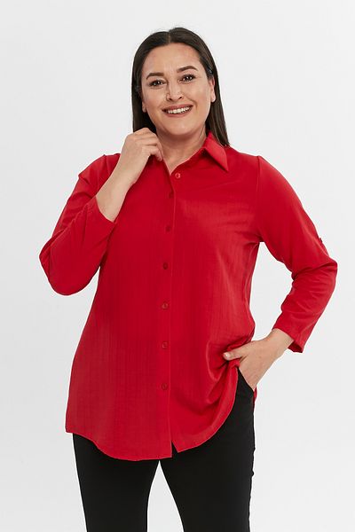 Mole İstanbul Patterned Plus Size Shirt - Self