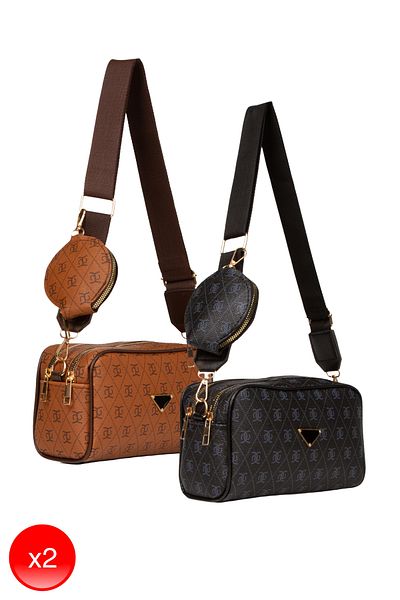 Adelina Bags Γυναικεία τσάντα ώμου με σχέδια - με πορτοφόλι, χιαστί λουράκι, σετ 2 (2 τεμάχια)