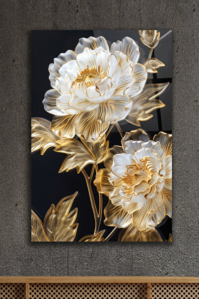 ACRES Dekoratif Çiçek Cam Tablo