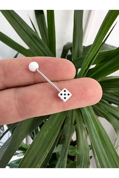 Karınca Piercing Black or White Dice Tongue Piercing - Ant Piercing