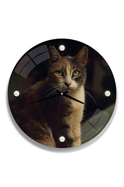 EMYA HOME ساعة زجاج كات - 40 سم