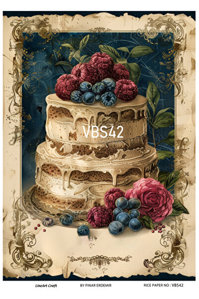 Baykuşca موديل VBS42 سلسلة كحلي - ديكوباج نحاسي بنمط زهرة زرقاء وصورة 30*42 سم