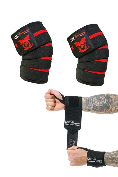 Dex Supports أغطية المعصم والركبة للياقة البدنية للرياضيين - Legend+2 Pack