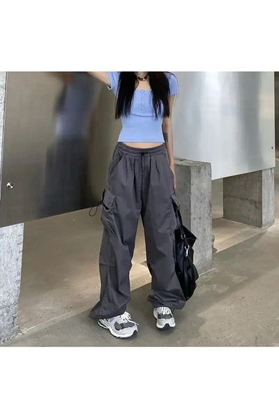 DENOKMODA Y2K TACTICAL GRAY UNISEX BAGGY PANT EXTRA SALAS