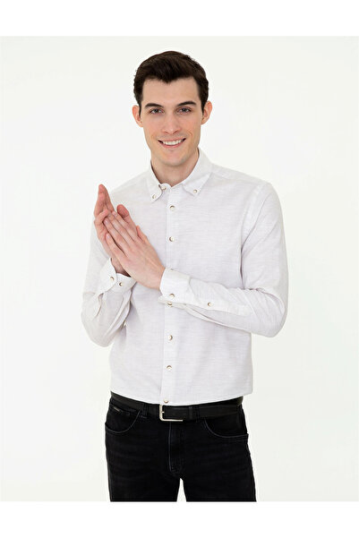 Pierre Cardin Μακρυμάνικο μπεζ πουκάμισο Slim Fit