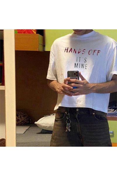Touz Moda Tricou alb - Hands Off It's Mine Printed