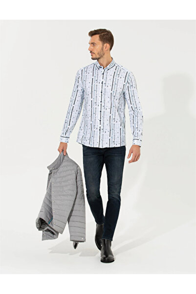 Pierre Cardin Lacivert Regular Fit Uzun Kollu Gömlek