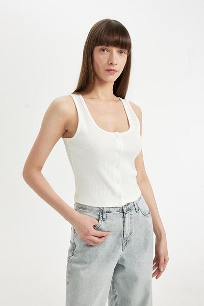 DeFacto U-nyakú bordás camisole alsóing gombokkal D1173ax24sm