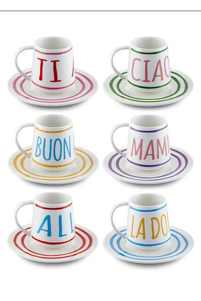 The Mia CUP0058 Ti Amo - Turkish Coffee Cup Set of 6 100 cc
