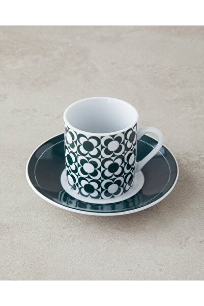 English Home Green Fany Porcelain 4 Pieces Coffee Cup Set for 2 People