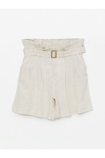 LC Waikiki Leinen-Mix Damen Shorts mit Taillengürtel