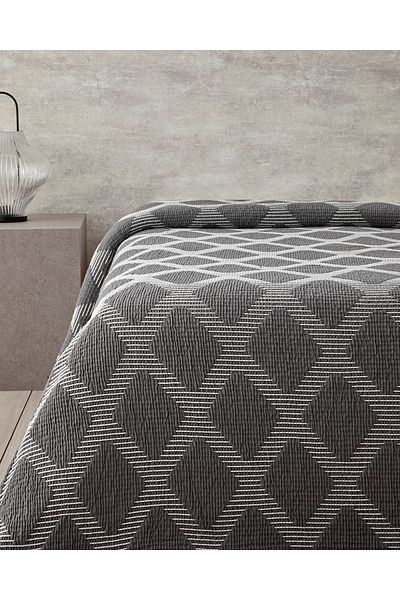 English Home Anthracite Morgan Cotton Polyester Double Bedspread