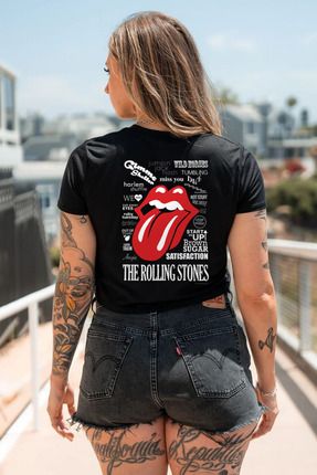 HANU K Rock n Roll Serisi The Rolling Stones S rt Bask l Oversize T Shirt Fiyat Yorumlar Trendyol
