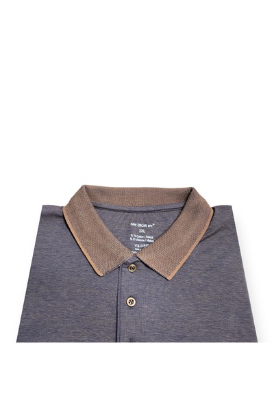 Sadık Collection Ercan Plus Size Polo λαιμόκοψη κοντομάνικο μπλουζάκι καφέ τσέπης 0170