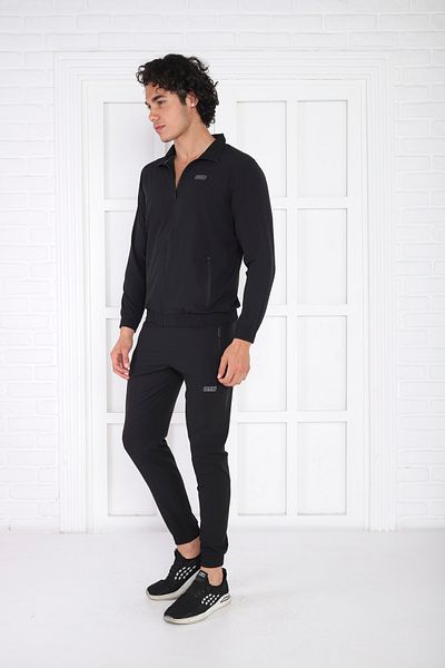 NEED LİFE Black Thin Stand Collar Breathable Sports Tracksuit Set - Men