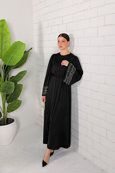 Melike Tatar Black Pearl Box Abaya - 32-2052