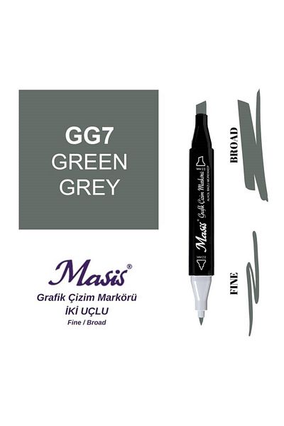 Masis GG7 Greenish Gray Double Ended Graphic Drawing Pen