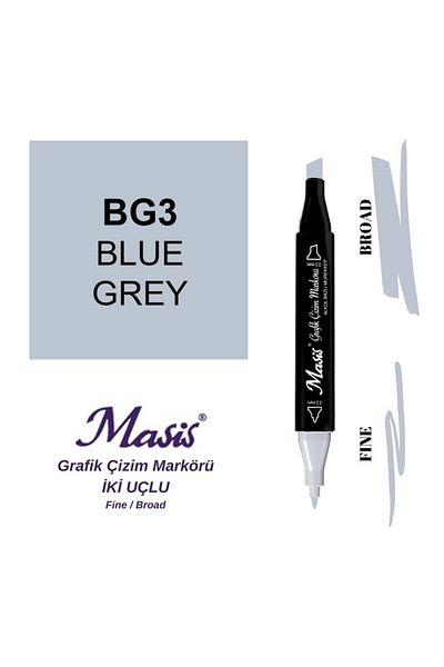 Masis BG3 Bluish Gray Double Ended Graphic Drawing Pen