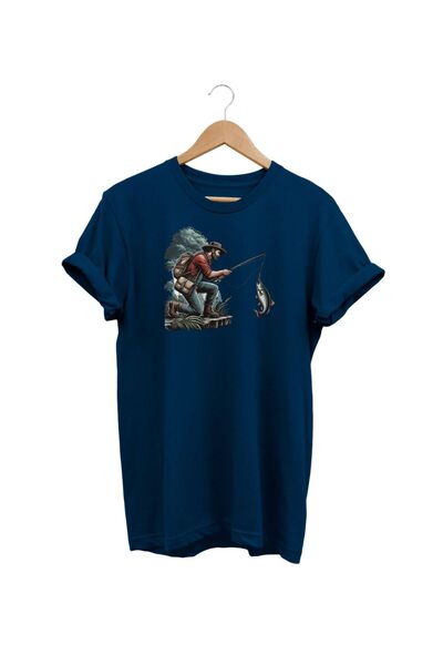 WİDİ Μπλουζάκι Widi Fish Hunt με στάμπα Navy Blue