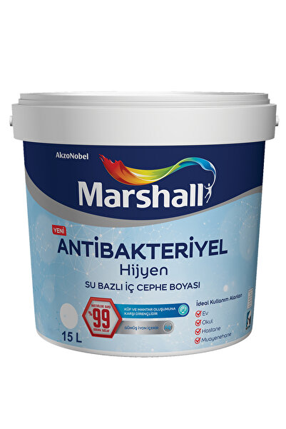 Marshall Antibakteriyel Hijyen Ipek Mat Iç Cephe Boyası Kavak Yeli 15 Lt (20 KG)