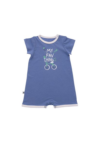 Little Yucca Lavender Blue "Sunny" Organic Cotton Shorts Jumpsuit